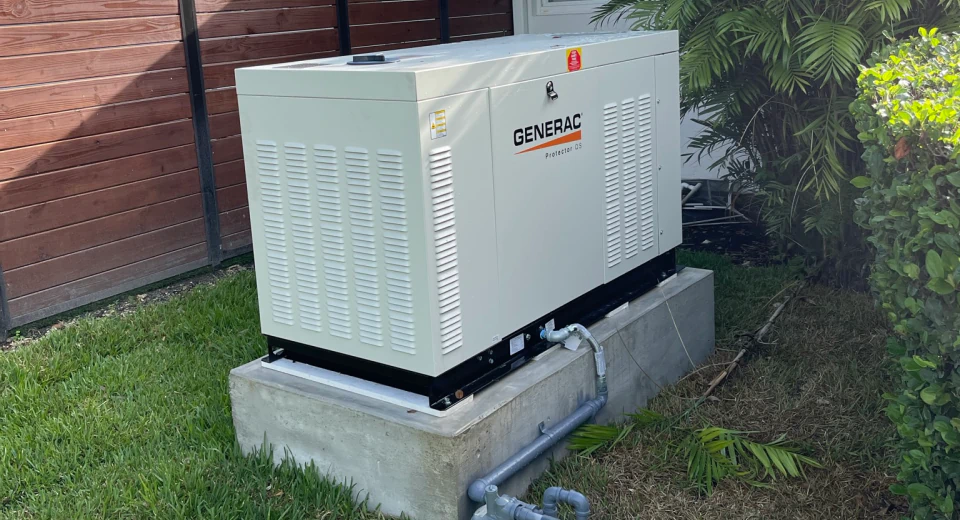 a newly installed generator with underground wirings